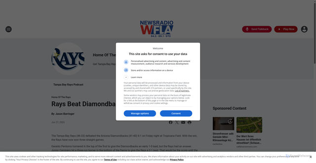 Security scan screenshot of https://wflanews.iheart.com/featured/home-of-the-rays/content/2026-06-27-rays-beat-diamondbacks/