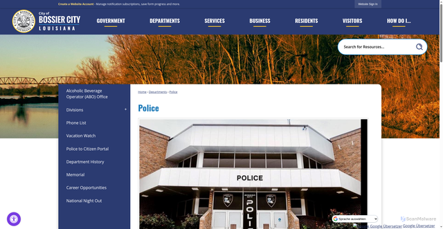 Security scan screenshot of https://www.bossiercity.org/237/Police