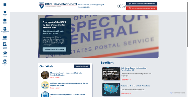 Security scan screenshot of https://www.uspsoig.gov/