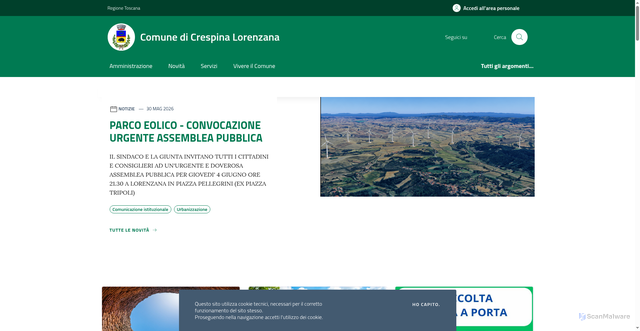 Security scan screenshot of https://www.comune.crespinalorenzana.pi.it