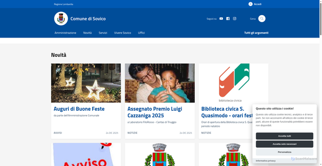 Security scan screenshot of https://comune.sovico.mb.it:443/