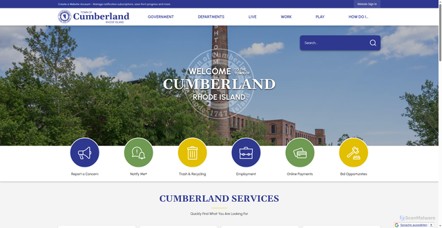 Security scan screenshot of https://cumberlandri.gov/