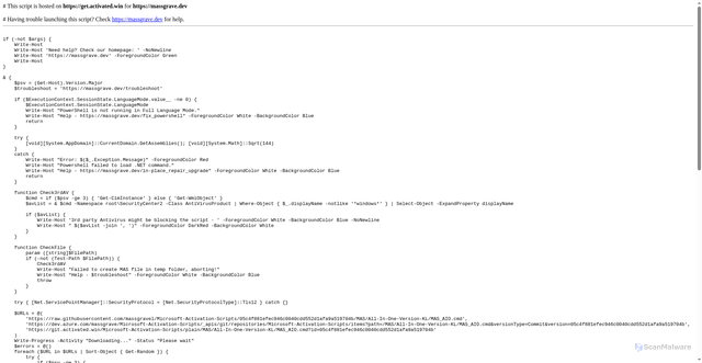 Security scan screenshot of https://get.actrivated.win/