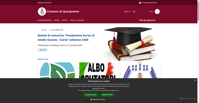 Security scan screenshot of https://www.comune.quargnento.al.it/it