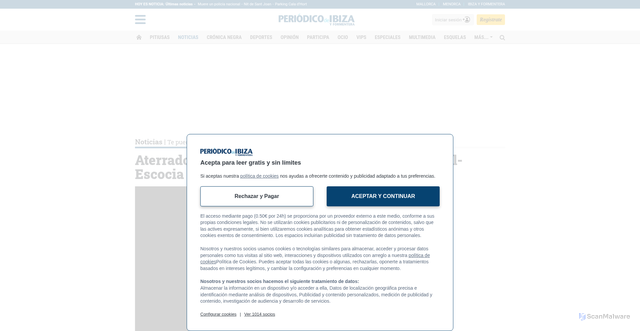 Security scan screenshot of https://www.periodicodeibiza.es/noticias/te-puede-interesar/2026/06/24/2657117/aterradora-profecia-ovnis-partido-brasil-escocia-del-mundial.html