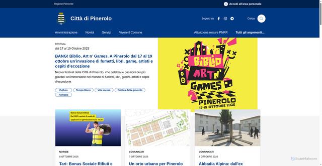 Security scan screenshot of https://www.comune.pinerolo.to.it/
