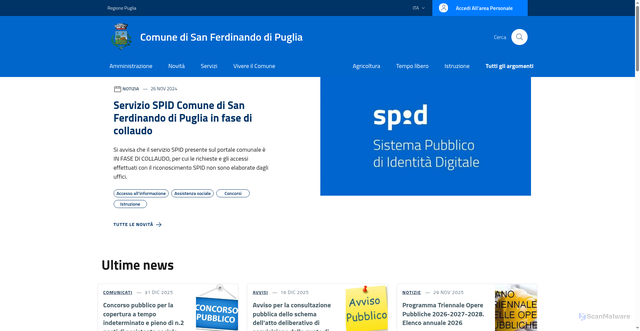 Security scan screenshot of https://comune.sanferdinandodipuglia.bt.it/