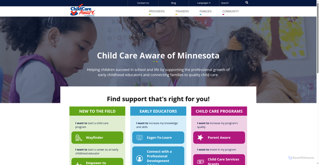 Security scan screenshot of https://www.childcareawaremn.org/
