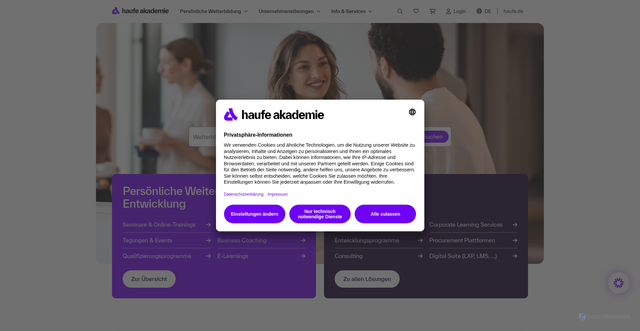 Security scan screenshot of https://www.haufe-akademie.de