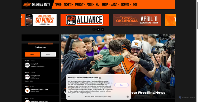 Security scan screenshot of https://okstate.com