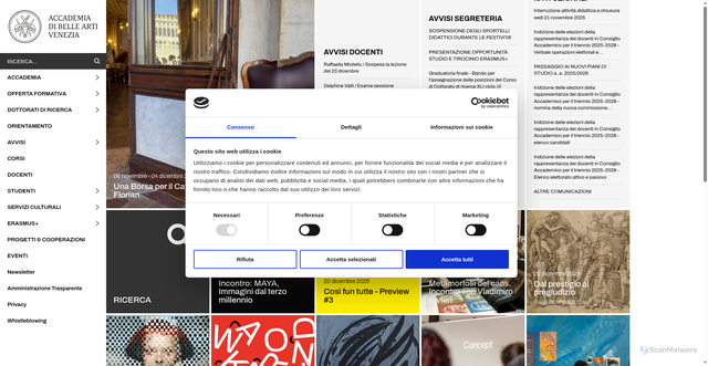 Security scan screenshot of https://www.accademiavenezia.it/