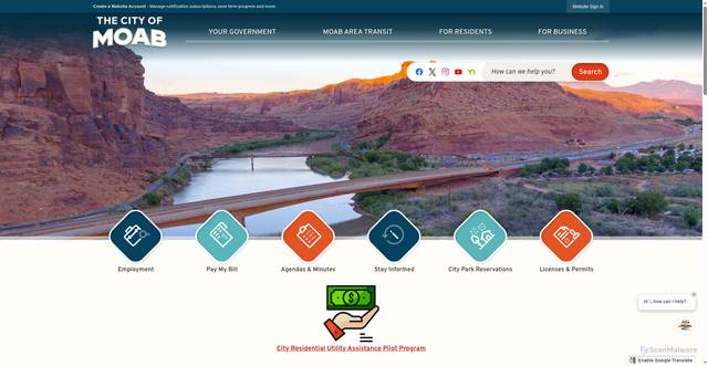 Security scan screenshot of https://moabcity.gov/