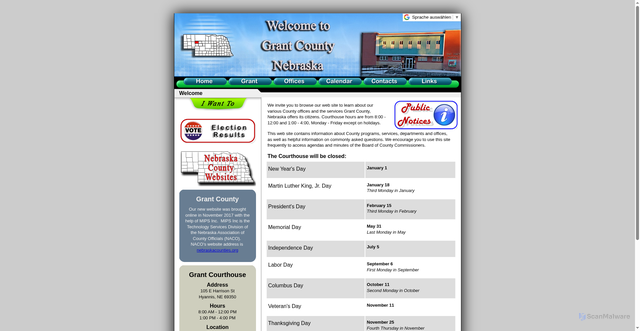 Security scan screenshot of https://grantcountyne.gov/