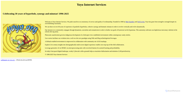 Security scan screenshot of https://yoyo.org
