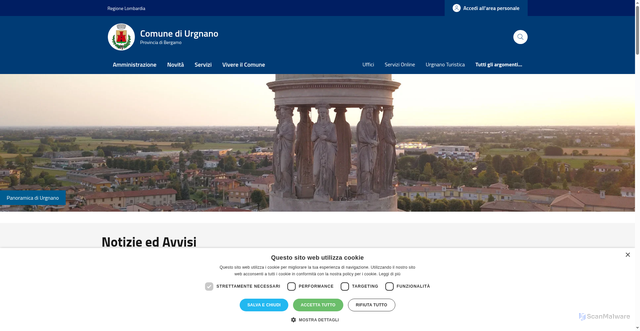 Security scan screenshot of https://www.comune.urgnano.bg.it/