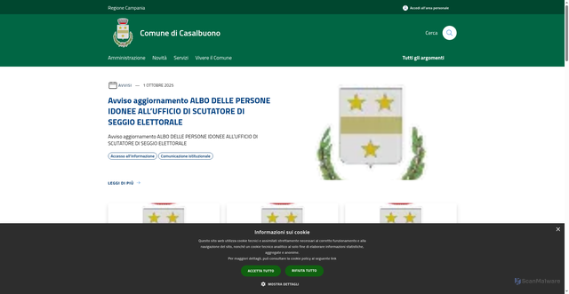 Security scan screenshot of https://www.comune.casalbuono.sa.it/it