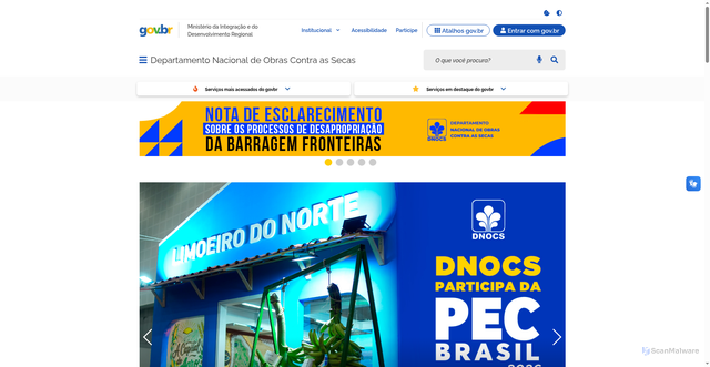 Security scan screenshot of http://www.dnocs.gov.br