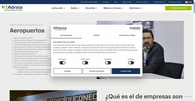 Security scan screenshot of https://www.itaerea.es/aeropuertos