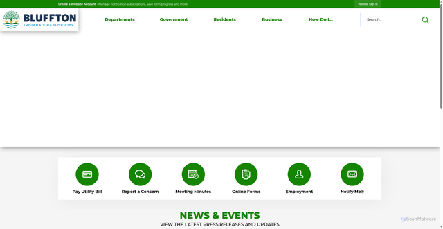 Security scan screenshot of https://blufftonindiana.gov/