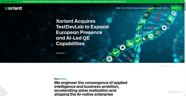 Security scan screenshot of https://xoriant.com