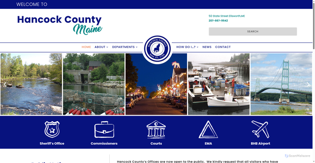 Security scan screenshot of https://hancockcountymaine.gov/