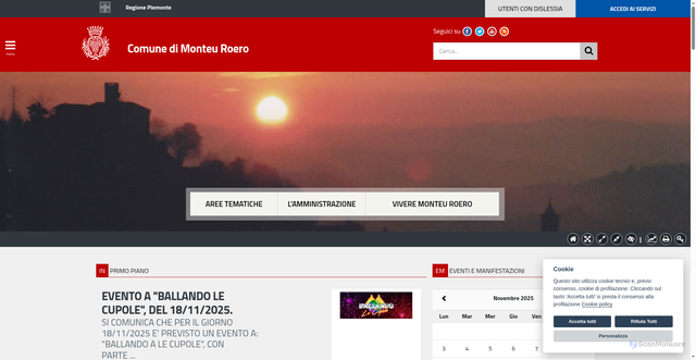 Security scan screenshot of https://www.comunemonteuroero.cn.it/