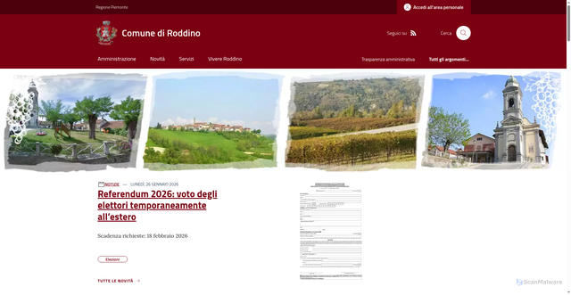 Security scan screenshot of https://www.comune.roddino.cn.it/