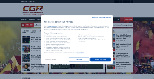 Security scan screenshot of https://corrieregiallorosso.com