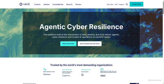 Security scan screenshot of https://www.rubrik.com