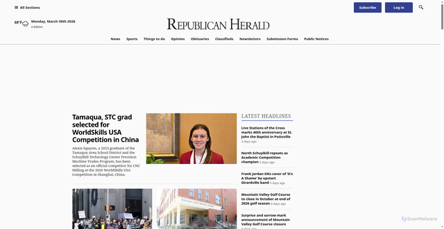 Security scan screenshot of https://www.republicanherald.com