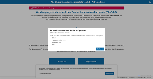 Security scan screenshot of https://elia-online.de