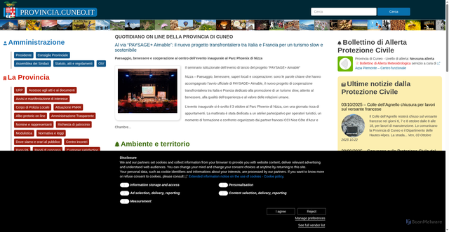 Security scan screenshot of https://www.provincia.cuneo.it/