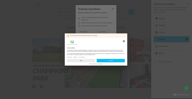 Security scan screenshot of https://soccatours.com