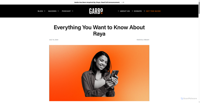 Security scan screenshot of https://www.garbo.io/blog/raya-dating-app