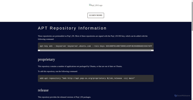 Security scan screenshot of https://apt.pop-os.org
