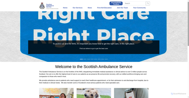 Security scan screenshot of http://www.scottishambulance.com