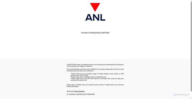 Security scan screenshot of https://www.anl.com.au