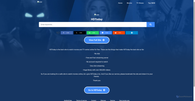 Security scan screenshot of https://hdtodayz.to