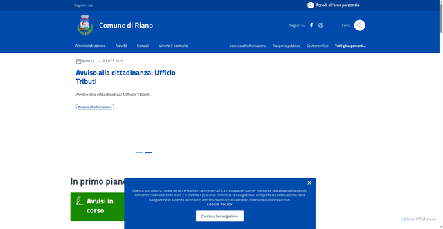 Security scan screenshot of https://www.comune.riano.rm.it/