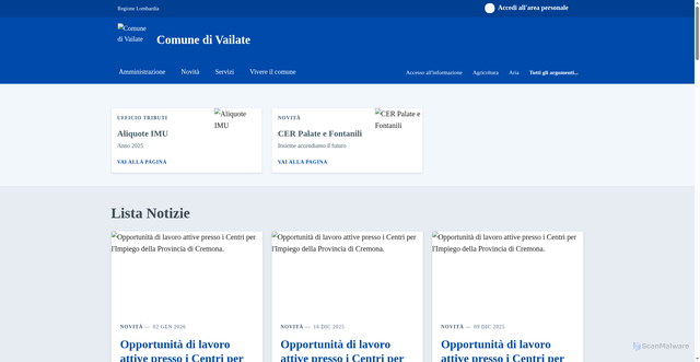 Security scan screenshot of https://comune.vailate.cr.it/