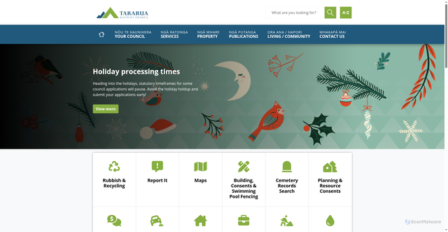 Security scan screenshot of https://www.tararuadc.govt.nz/