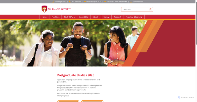 Security scan screenshot of https://solplaatjeuni.com/index.php/postgraduate-studies/