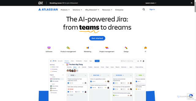 Security scan screenshot of https://www.atlassian.com/