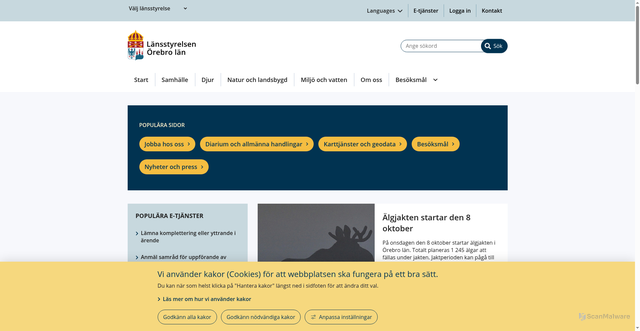 Security scan screenshot of https://www.lansstyrelsen.se/orebro