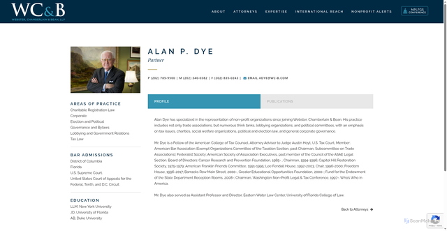Security scan screenshot of https://www.wc-b.com/alan-dye/