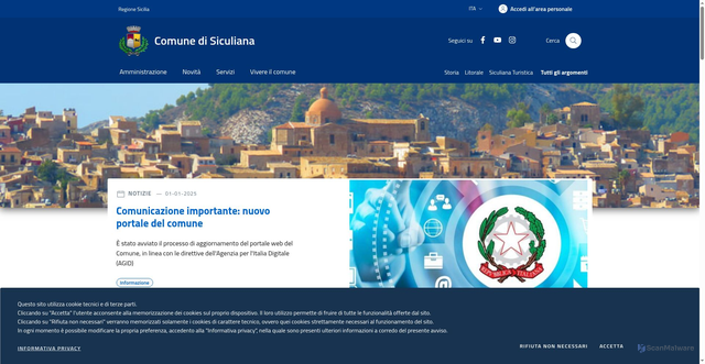 Security scan screenshot of https://www.comune.siculiana.ag.it/
