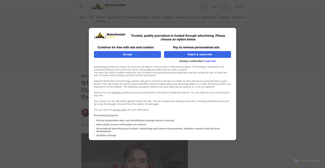 Security scan screenshot of https://www.manchesterworld.uk/sport/football/manchester-united/who-is-jack-fletcher-manchester-united-name-18-year-old-in-squad-vs-tottenham-hotspur-5393838