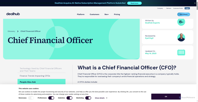 Security scan screenshot of https://dealhub.io/glossary/chief-financial-officer/