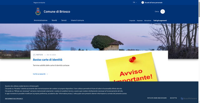 Security scan screenshot of https://www.comune.briosco.mb.it/