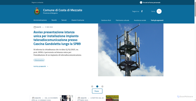 Security scan screenshot of https://www.comune.costadimezzate.bg.it/home/index.html